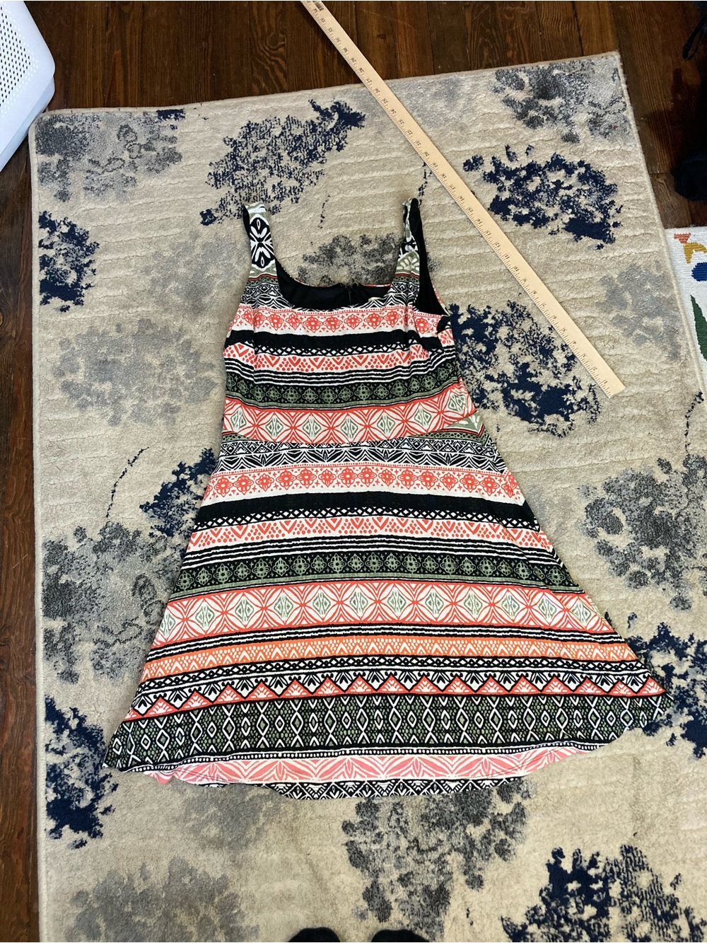 LOFT Womens Coral Black Green Patterned A-Line Dress 10P